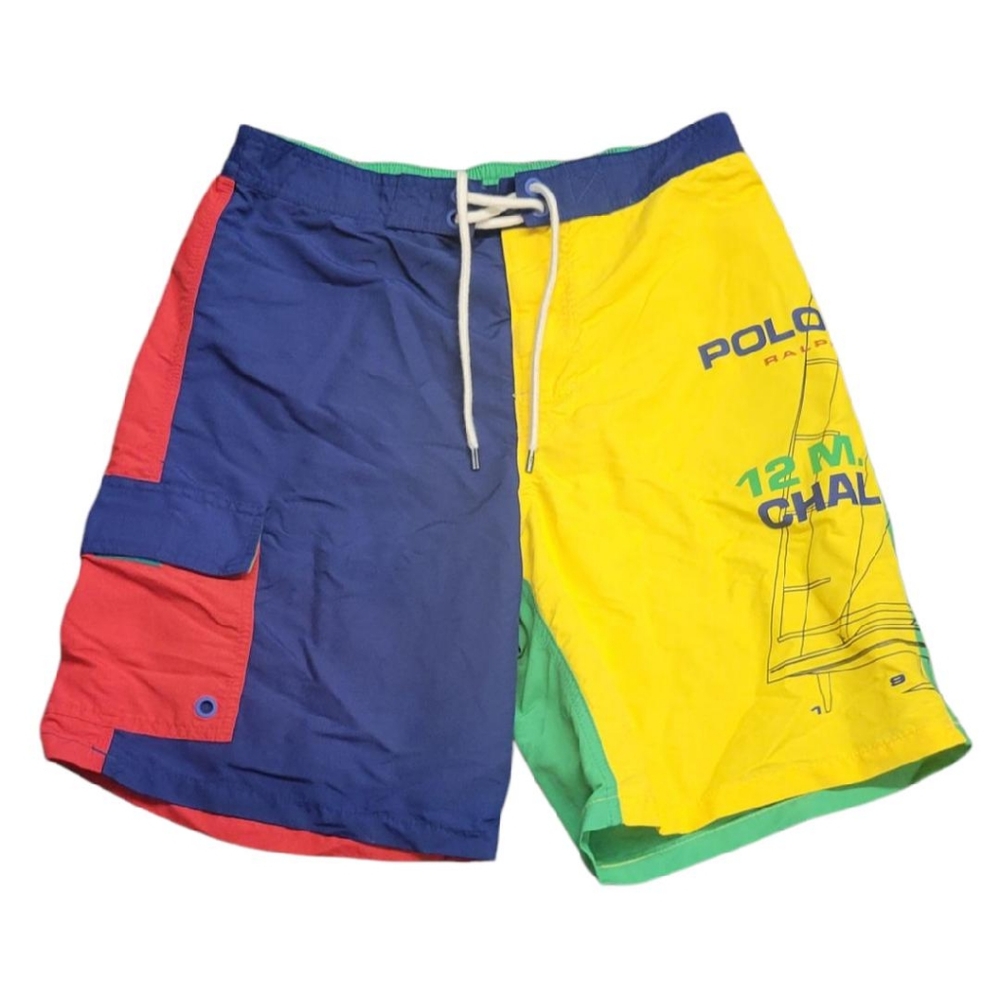 Polo Ralph Lauren Multi Colorblock Ocean Challenge Yacht Swim Trunks Size Small